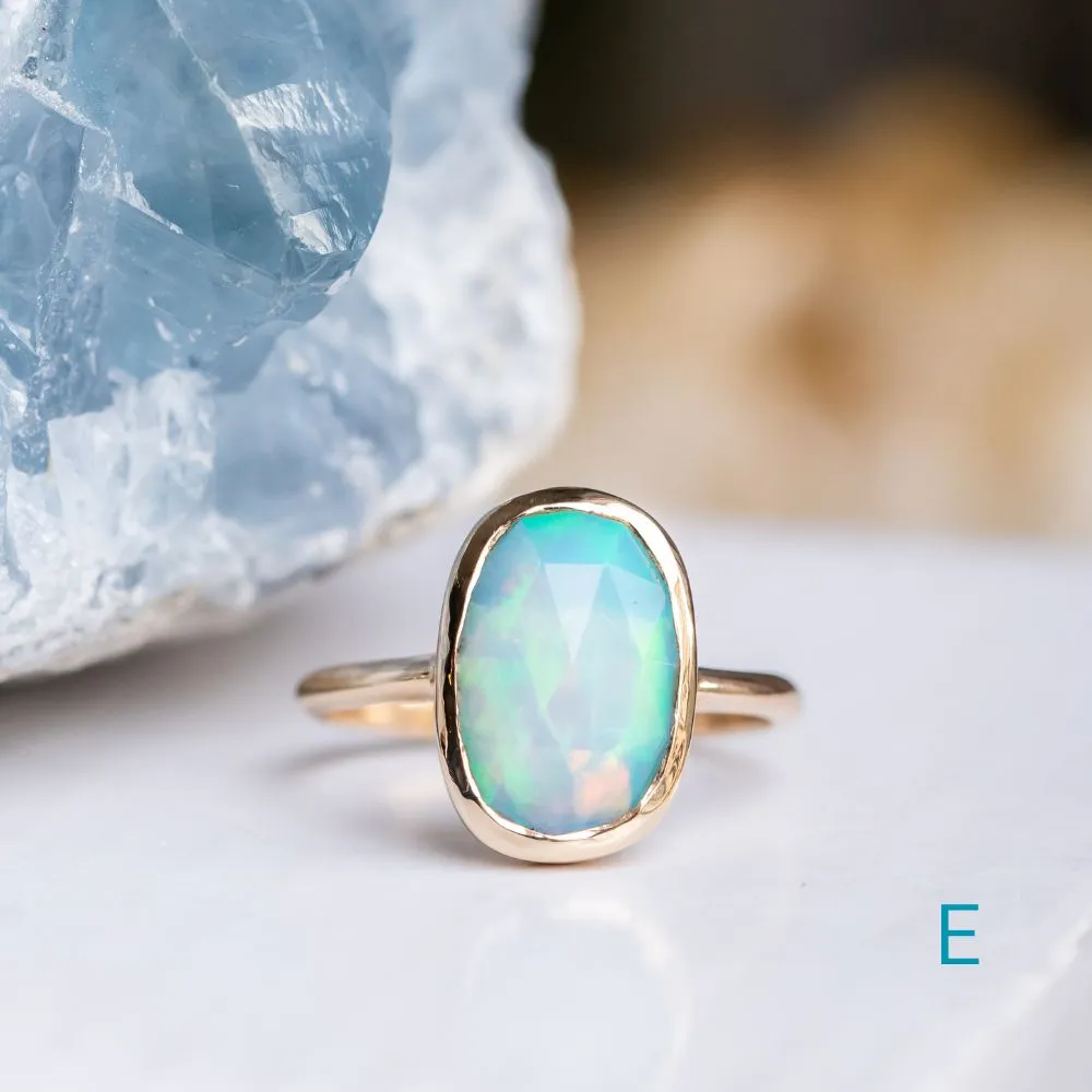 Bezel Set Rosecut Opal Rings in 14K Yellow Gold - Assorted Shapes