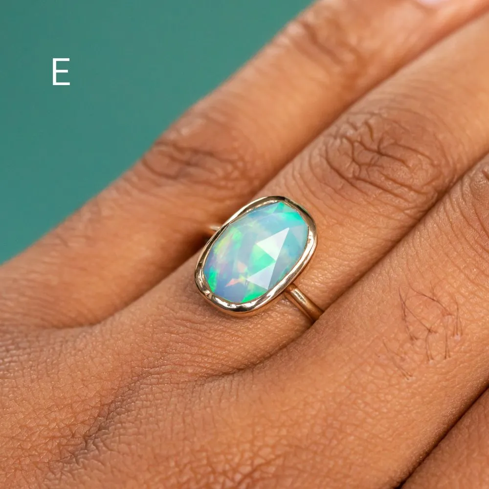 Bezel Set Rosecut Opal Rings in 14K Yellow Gold - Assorted Shapes