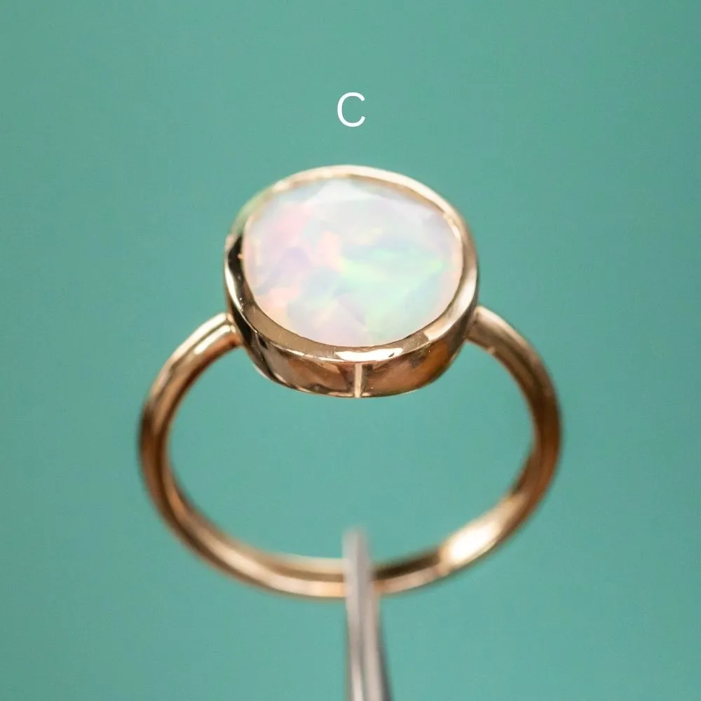 Bezel Set Rosecut Opal Rings in 14K Yellow Gold - Assorted Shapes