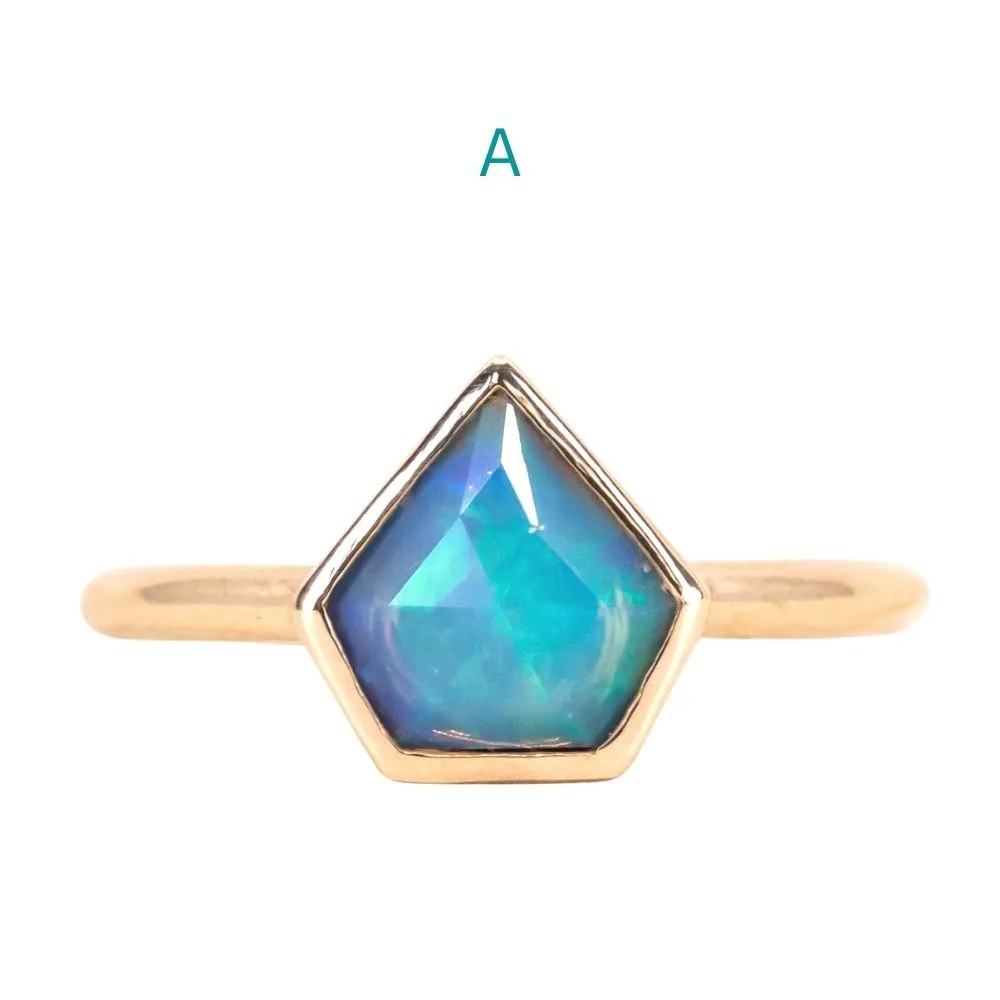 Bezel Set Rosecut Opal Rings in 14K Yellow Gold - Assorted Shapes