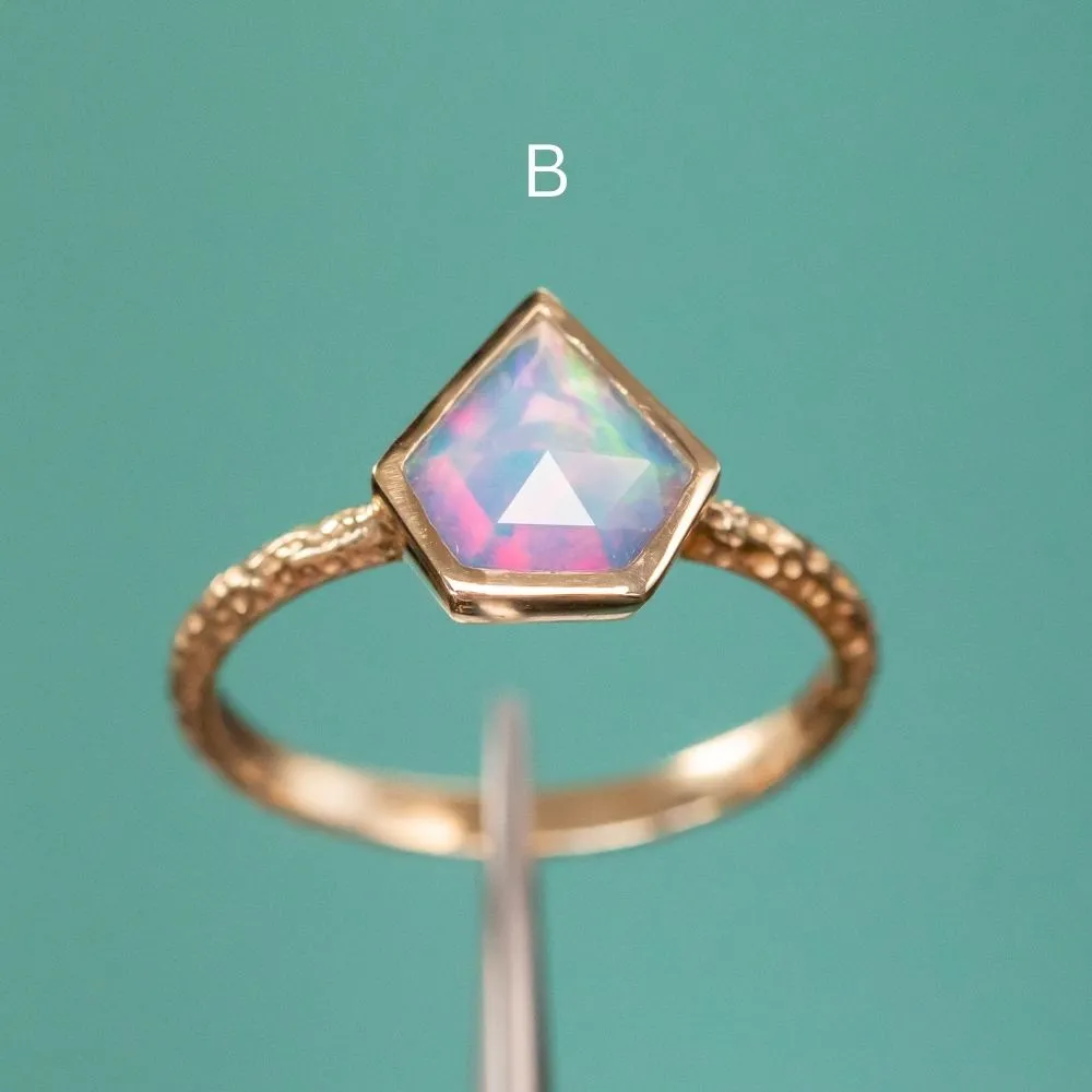 Bezel Set Rosecut Opal Rings in 14K Yellow Gold - Assorted Shapes