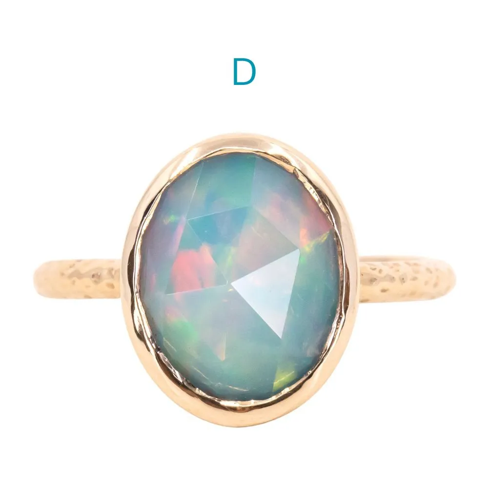 Bezel Set Rosecut Opal Rings in 14K Yellow Gold - Assorted Shapes