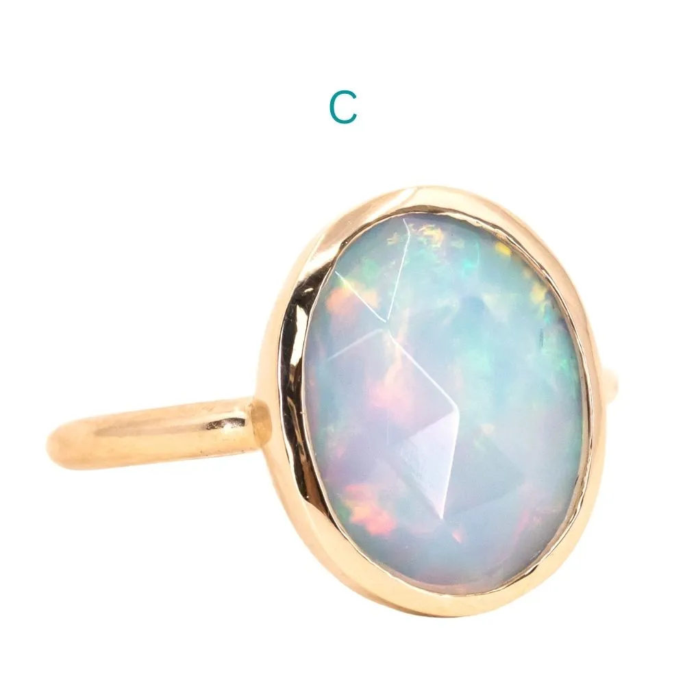 Bezel Set Rosecut Opal Rings in 14K Yellow Gold - Assorted Shapes