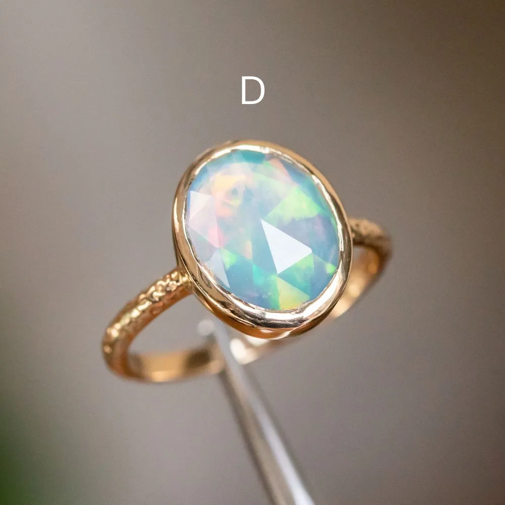 Bezel Set Rosecut Opal Rings in 14K Yellow Gold - Assorted Shapes