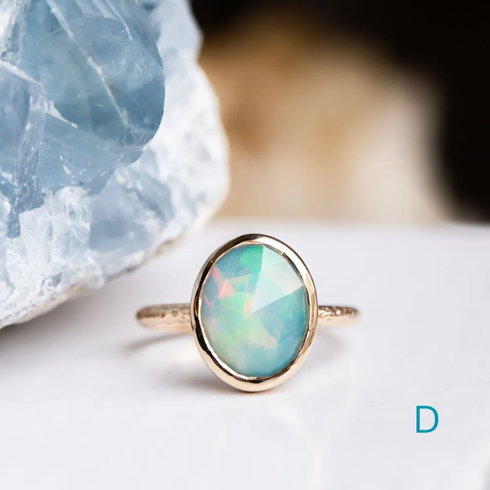 Bezel Set Rosecut Opal Rings in 14K Yellow Gold - Assorted Shapes