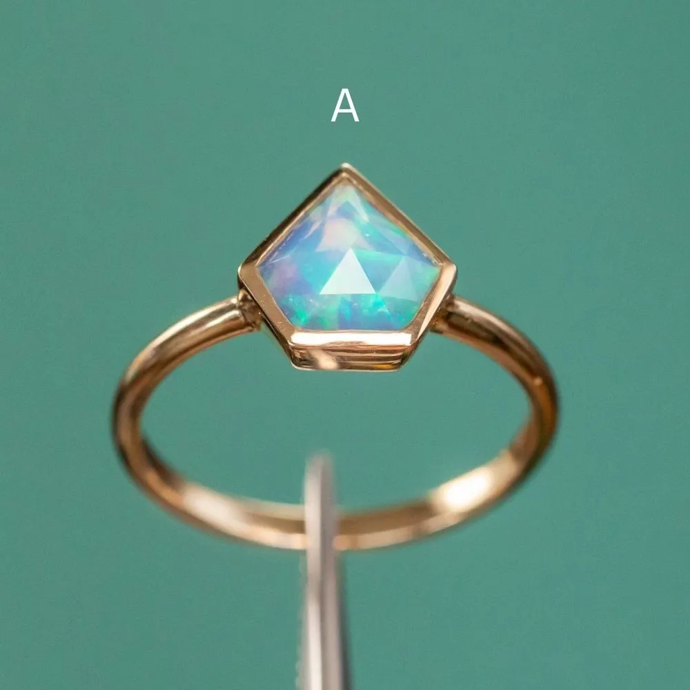 Bezel Set Rosecut Opal Rings in 14K Yellow Gold - Assorted Shapes