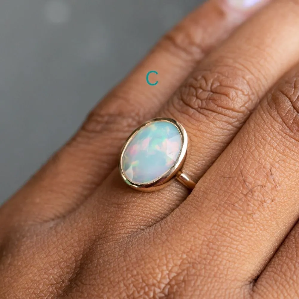 Bezel Set Rosecut Opal Rings in 14K Yellow Gold - Assorted Shapes