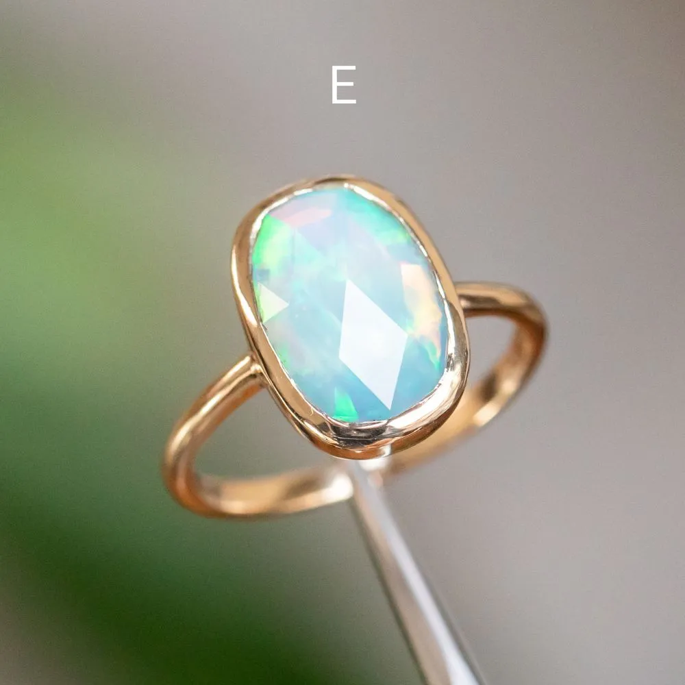 Bezel Set Rosecut Opal Rings in 14K Yellow Gold - Assorted Shapes