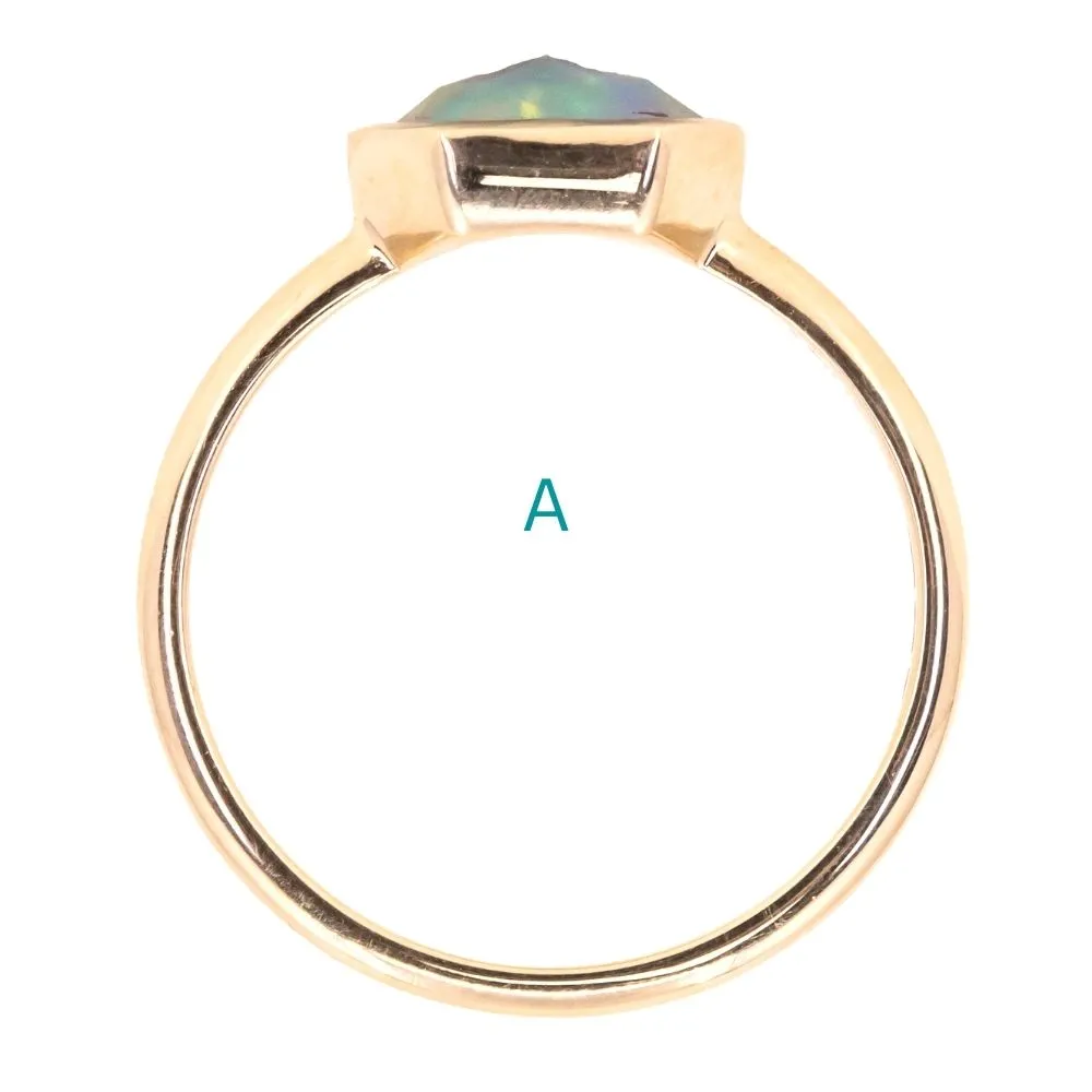 Bezel Set Rosecut Opal Rings in 14K Yellow Gold - Assorted Shapes