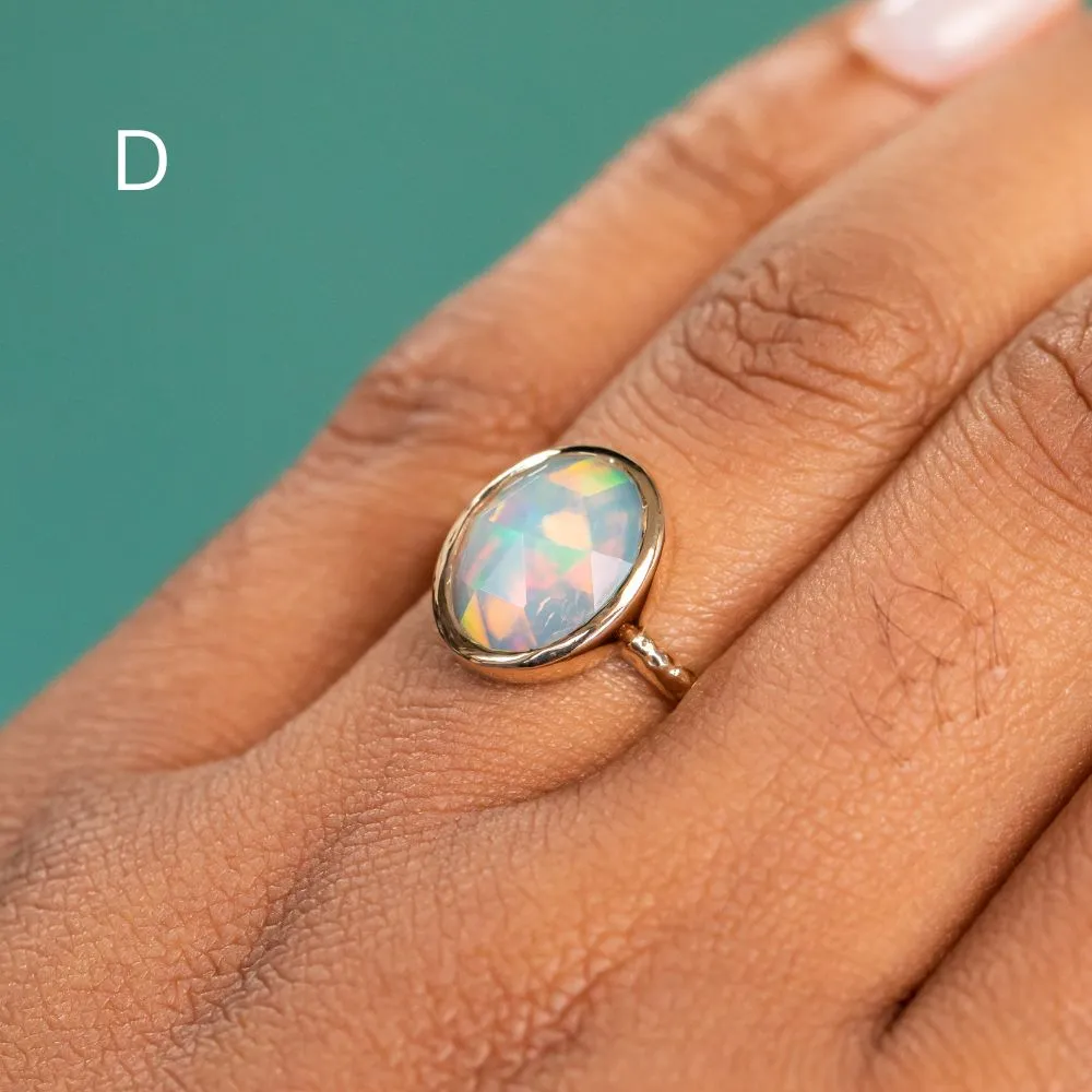 Bezel Set Rosecut Opal Rings in 14K Yellow Gold - Assorted Shapes