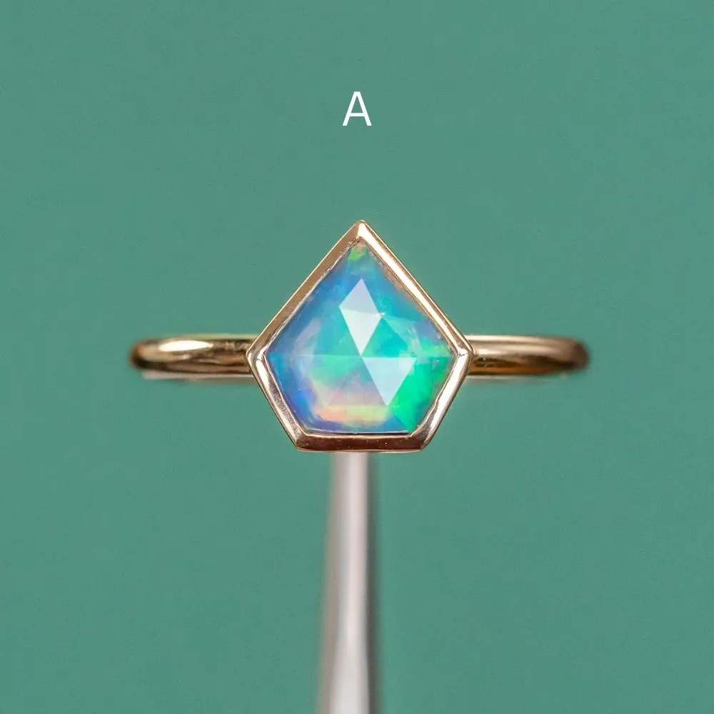 Bezel Set Rosecut Opal Rings in 14K Yellow Gold - Assorted Shapes