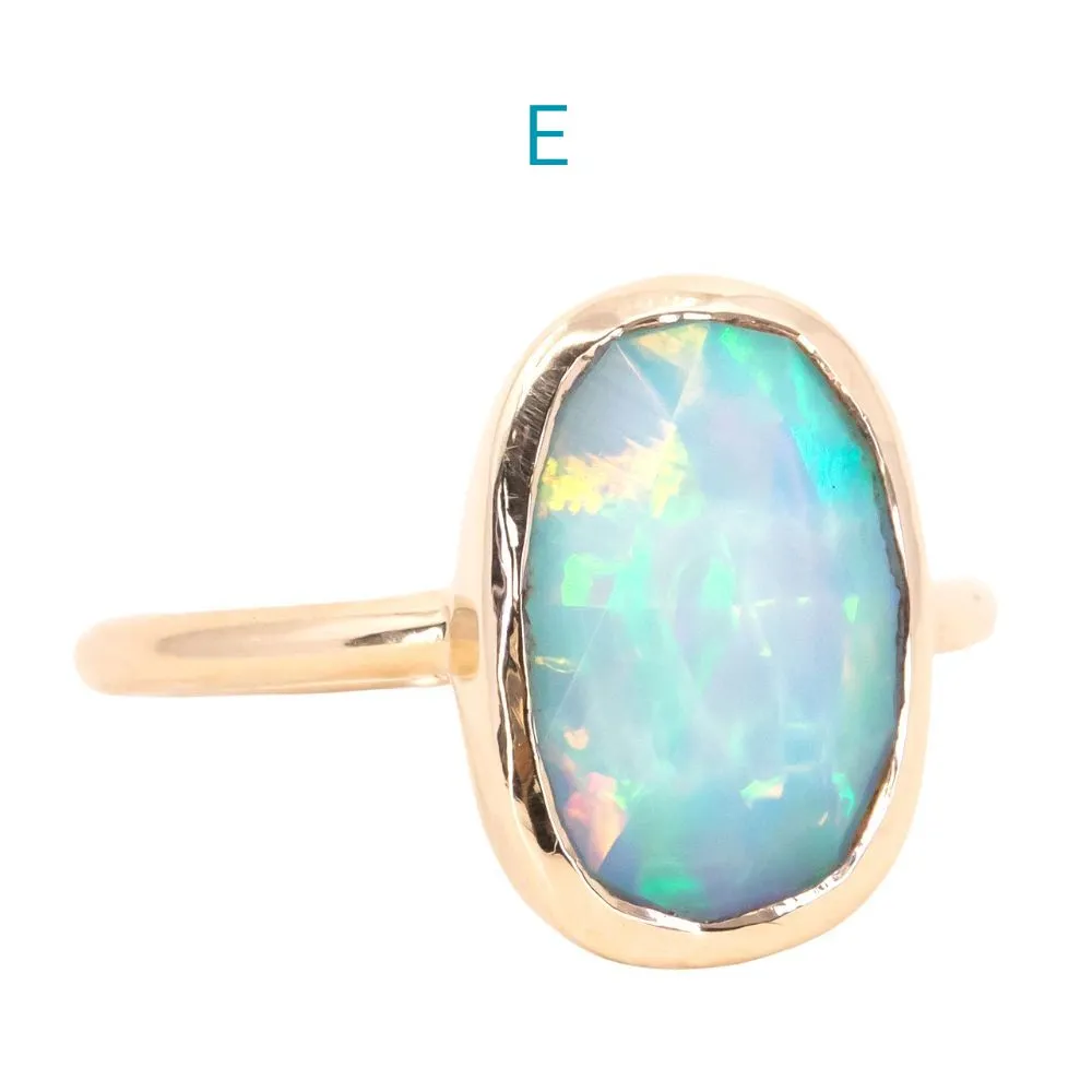 Bezel Set Rosecut Opal Rings in 14K Yellow Gold - Assorted Shapes