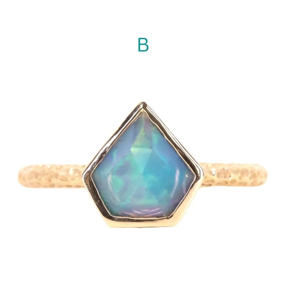 Bezel Set Rosecut Opal Rings in 14K Yellow Gold - Assorted Shapes