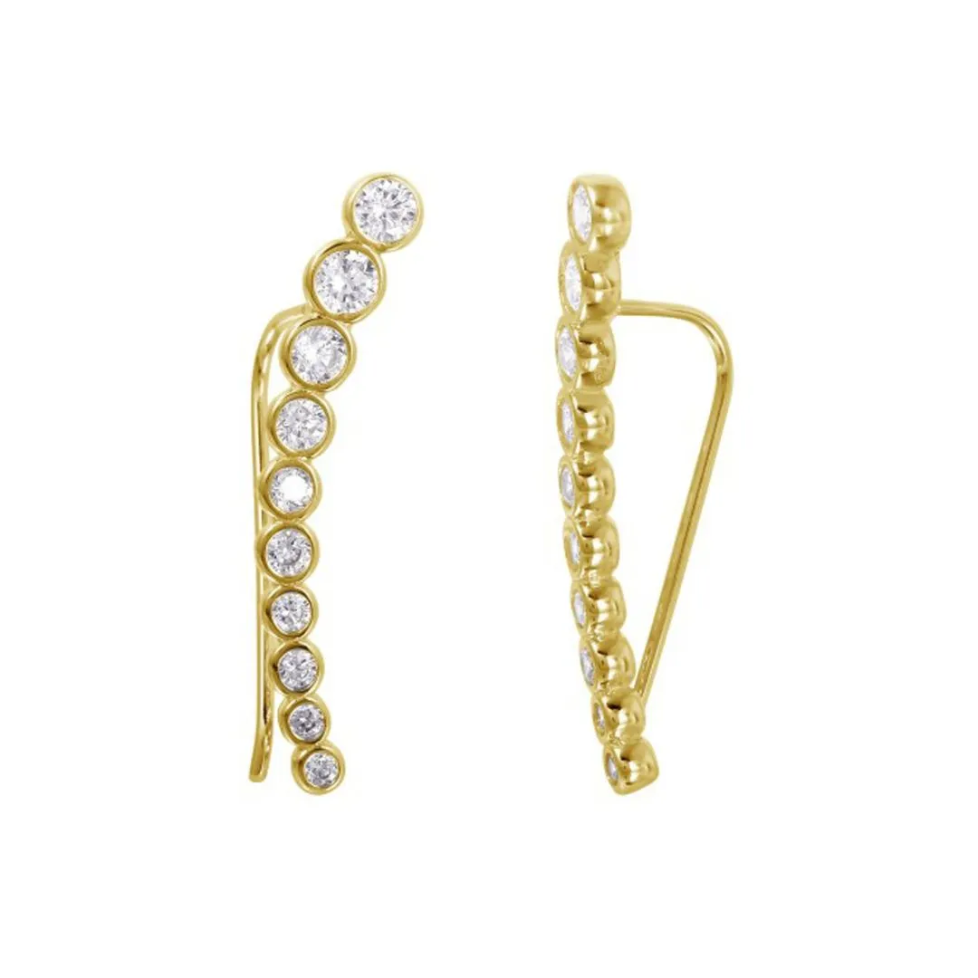 Bezeled Ear Climber Earrings gold