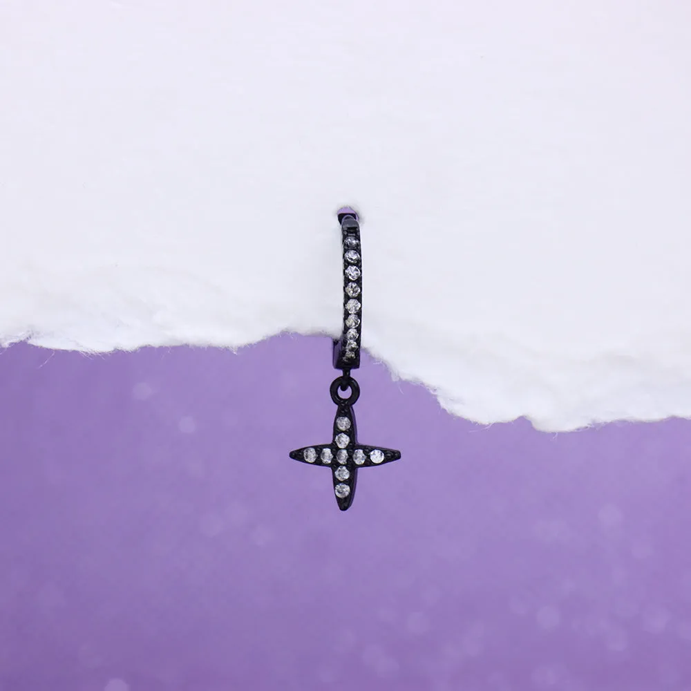 Black Cross Drop Earring