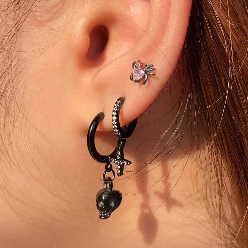 Black Cross Drop Earring