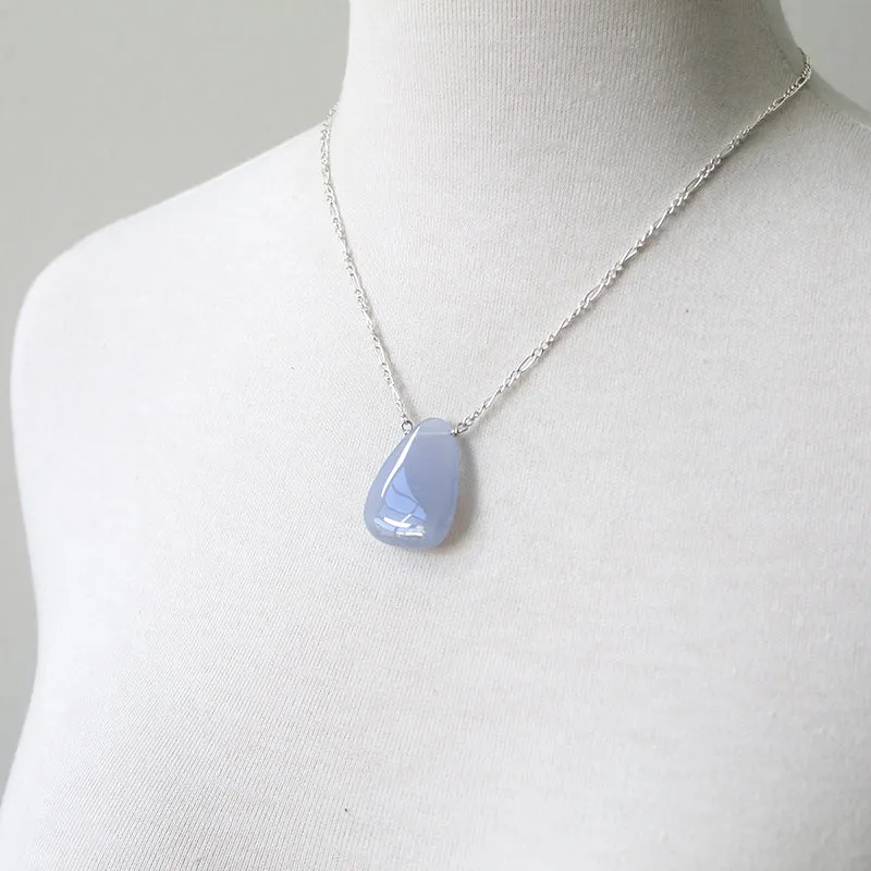 Blue Chalcedony Drop Necklace