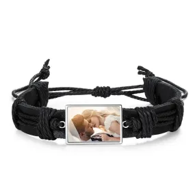 Braided Rope Black Adjustable Custom Photo Bracelets