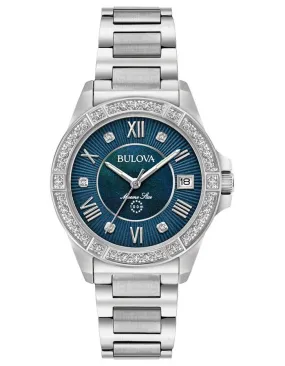 Bulova Womens Diamond Marine Star Watch - Blue Dial - Bracelet -