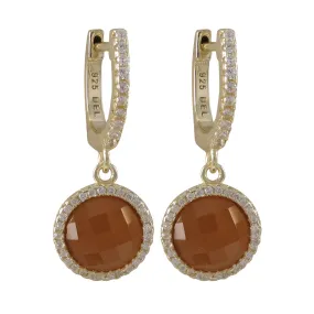 Carnelian Circle Drop Earrings