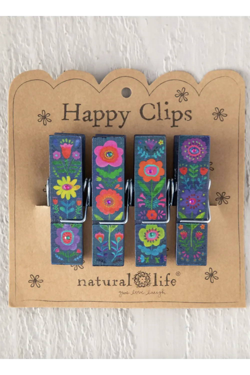 Chip Clip Set - Navy Folk Flower