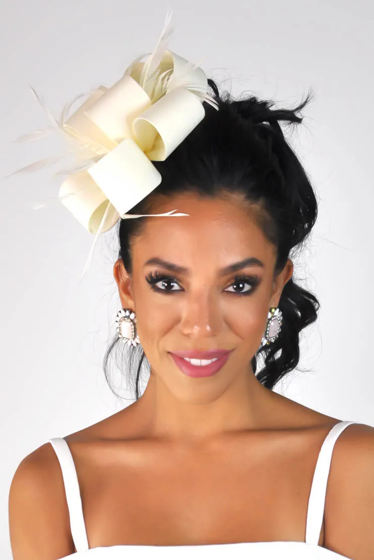 Chloe Ribbon Clip Fascinator - Cream