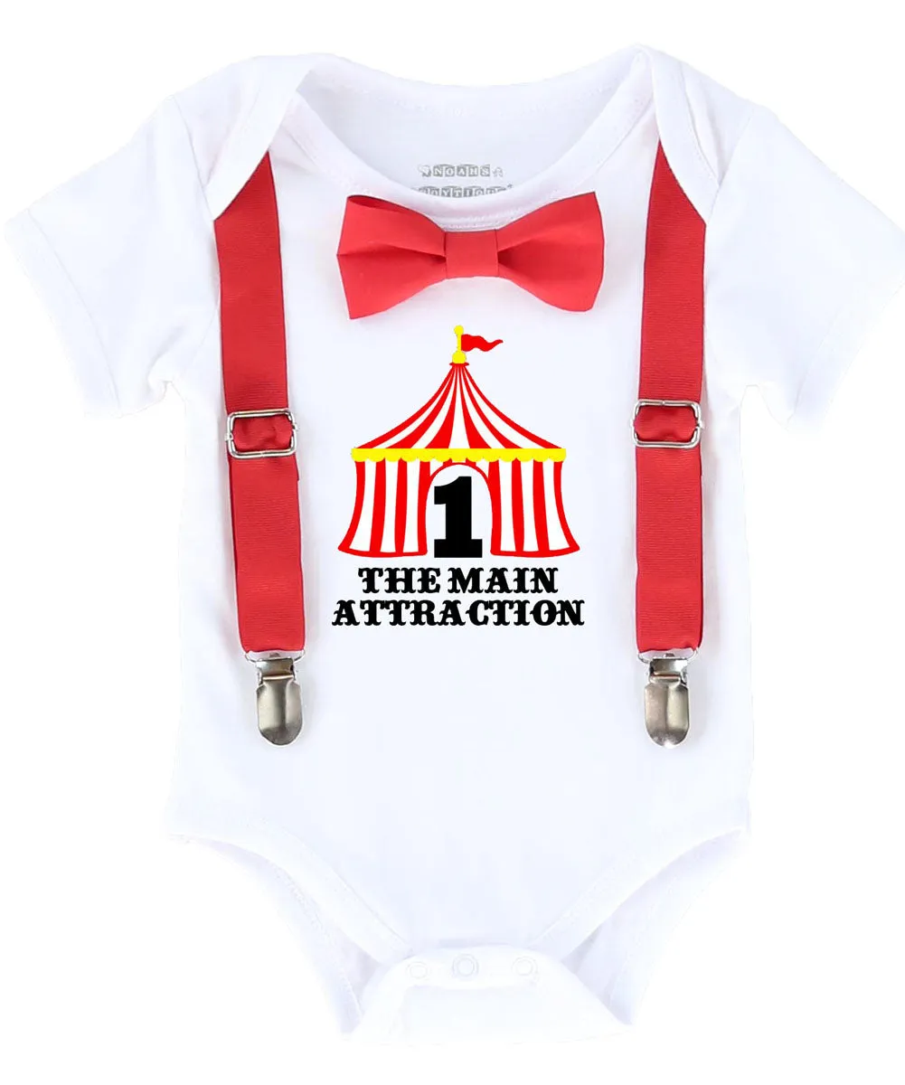 Circus First Birthday Outfit Baby Boy With Circus Tent and Bow Tie