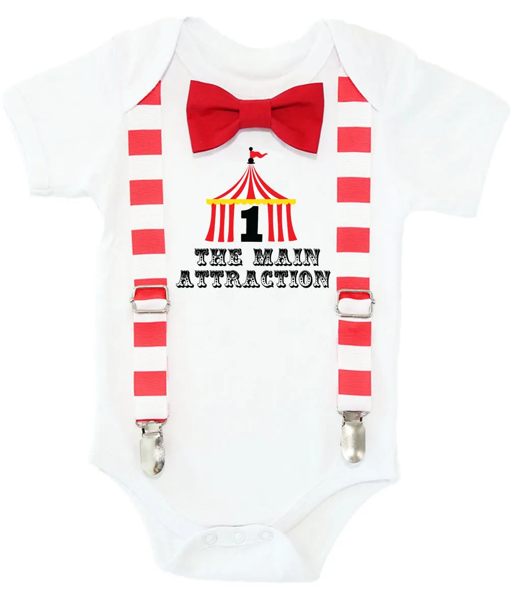 Circus First Birthday Outfit Baby Boy With Circus Tent and Bow Tie