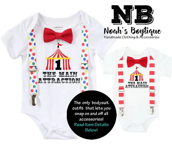 Circus First Birthday Outfit Baby Boy With Circus Tent and Bow Tie