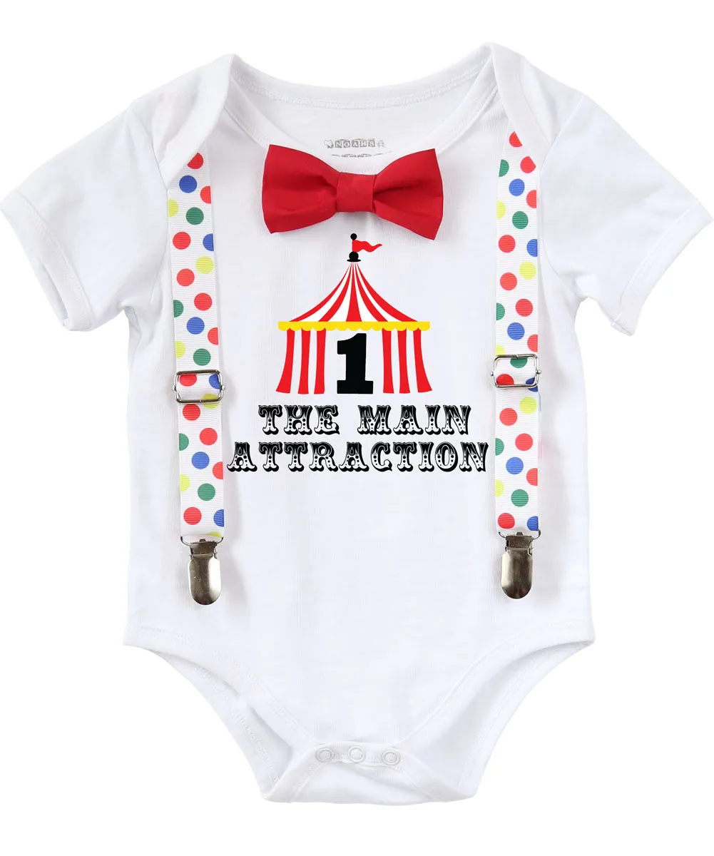 Circus First Birthday Outfit Baby Boy With Circus Tent and Bow Tie