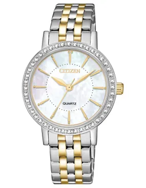 Citizen Quartz Ladies Watch - Two-Tone - Mother of Pearl - Crystal Bezel