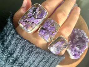 Copper Charoite Akoni Rings - Large Square (US 7.5)