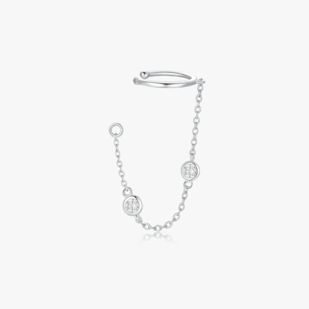 Crystal Chain Cuff Stud Jacket in Silver