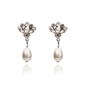 Crystal Pearl Drop Earrings: Bridal Pearl Drop Earrings