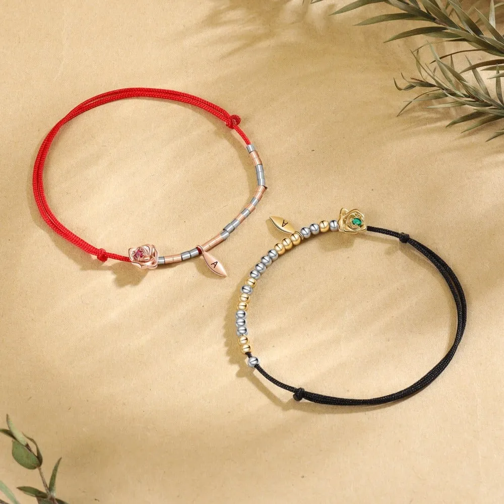 Customized Couple Rose Bracelets