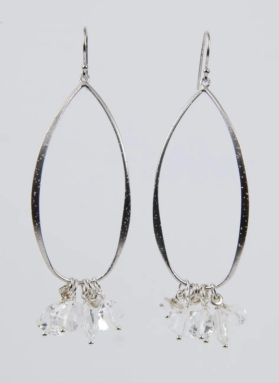 Dangle Ear Wires: Silver and Quartz