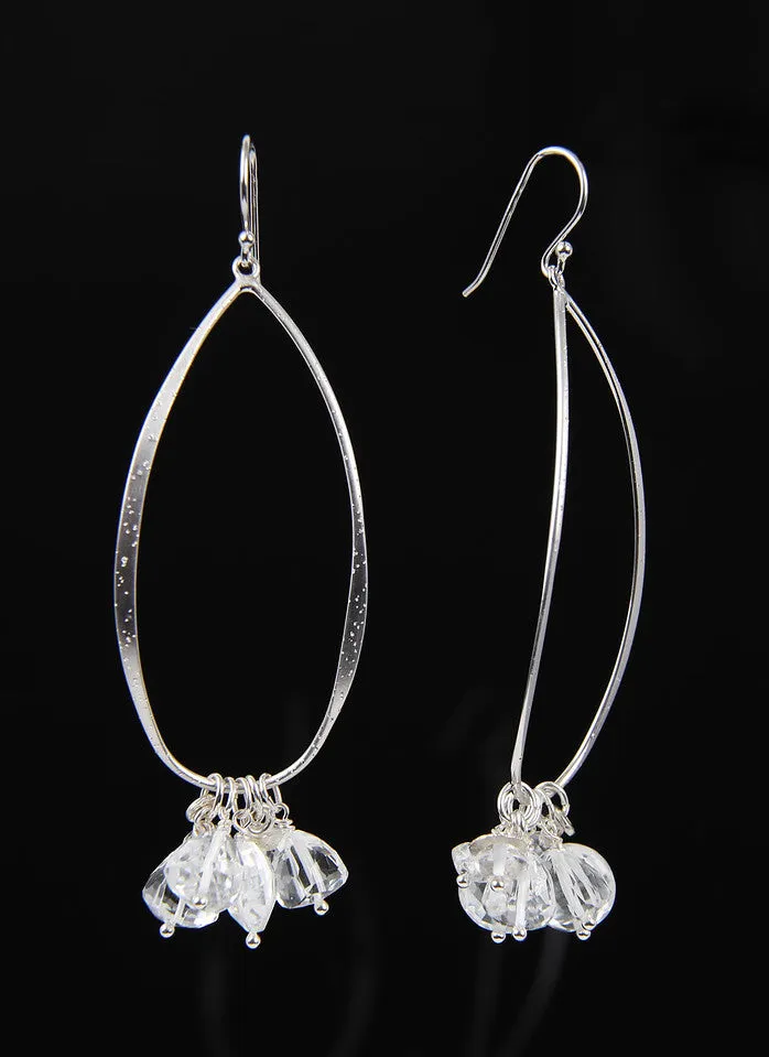 Dangle Ear Wires: Silver and Quartz