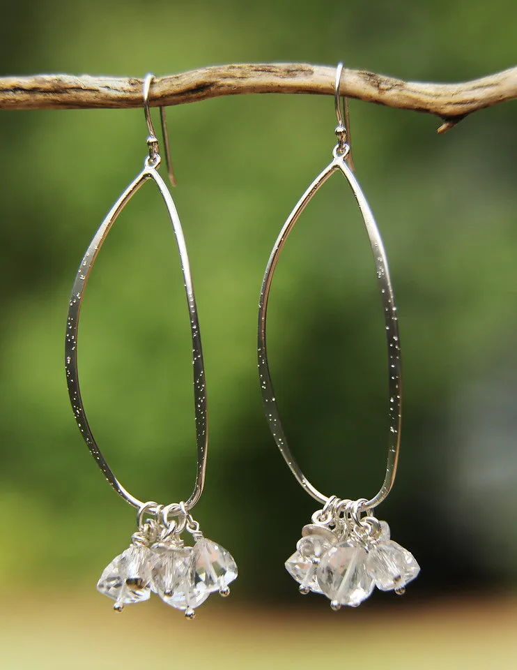 Dangle Ear Wires: Silver and Quartz