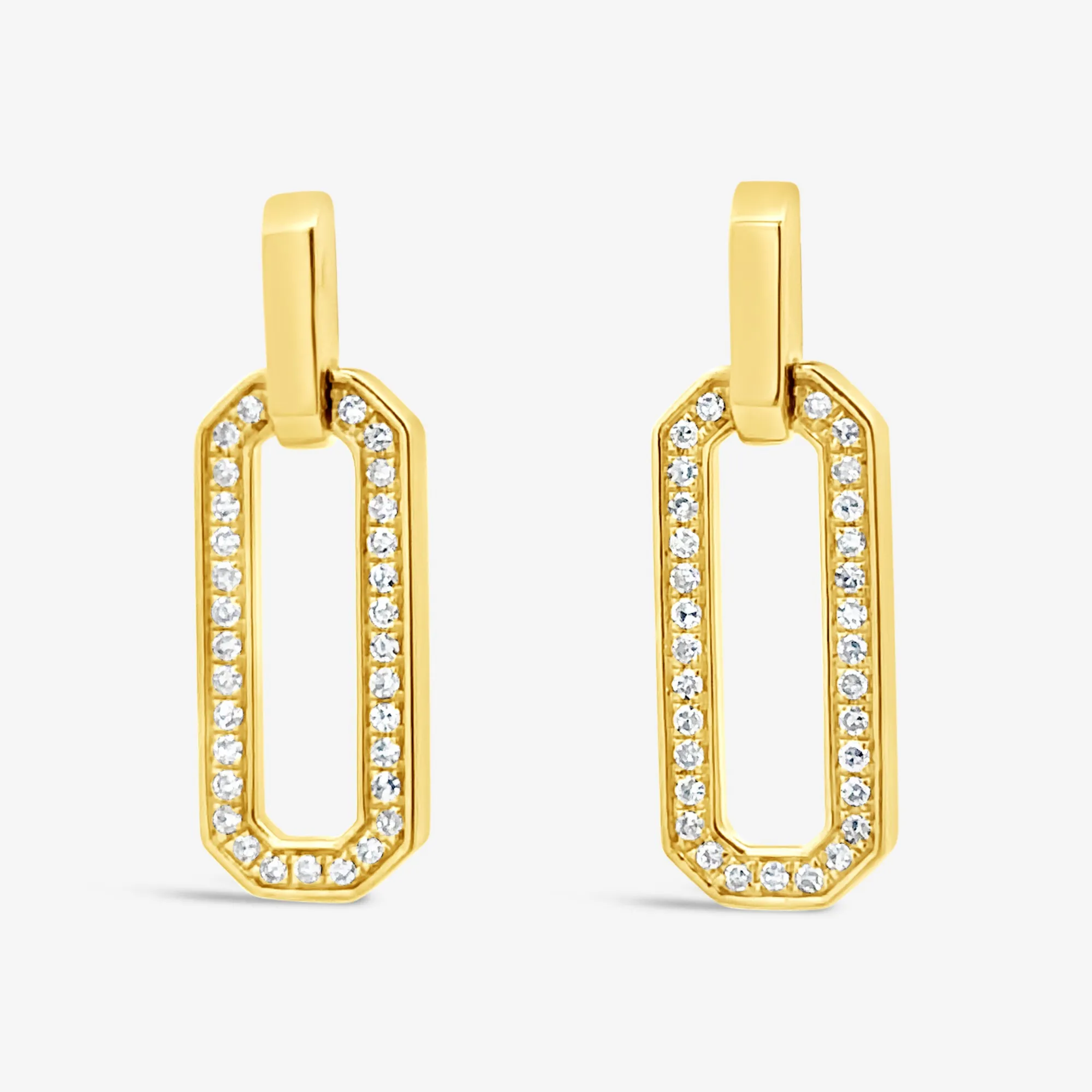 Dangle Pave' Paper Clip Link Earrings