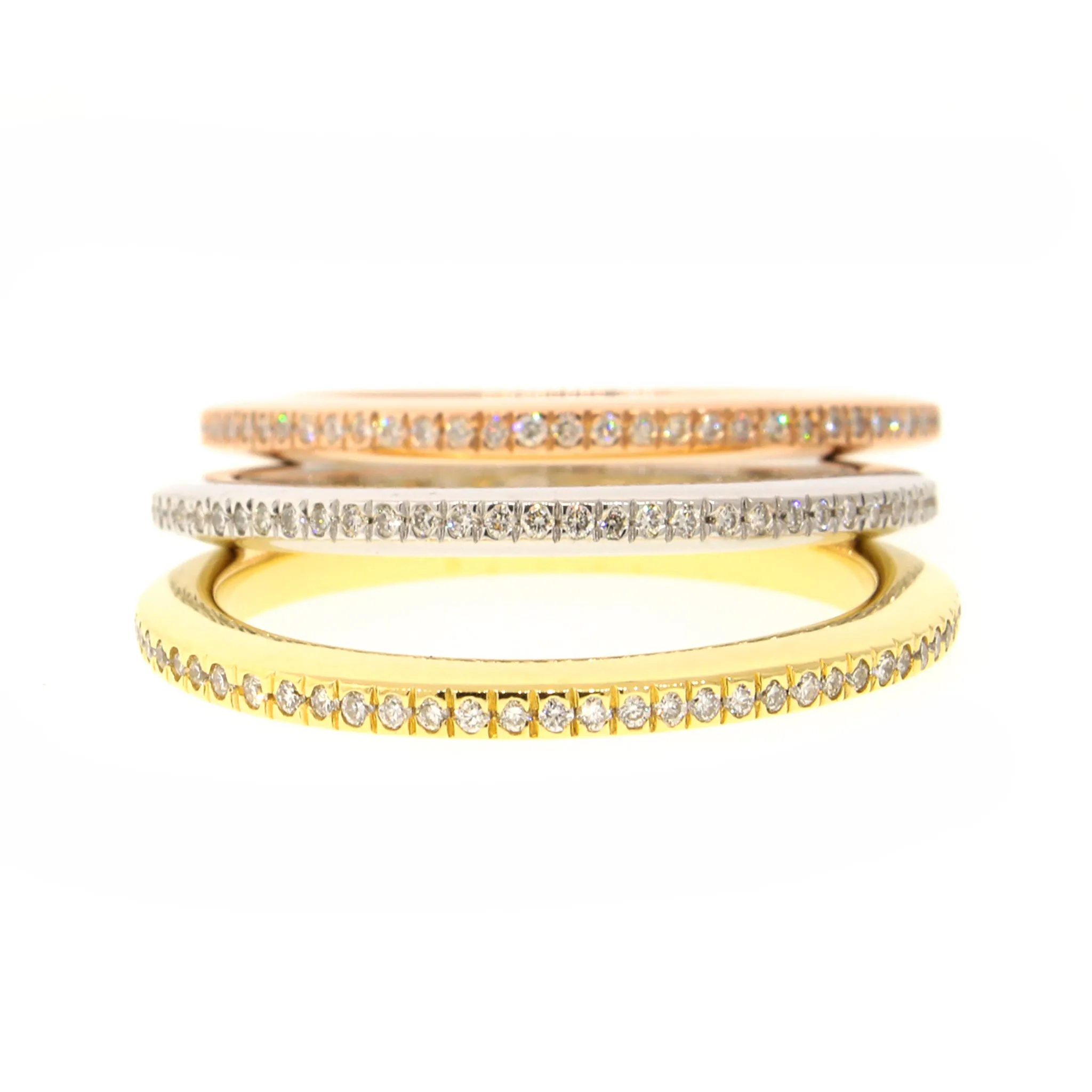 Diamond Stackable Rings in 18k Yellow, White & Rose Gold