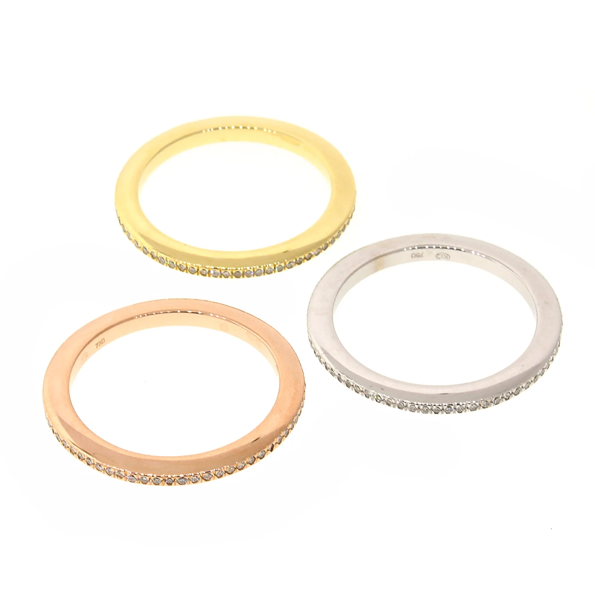 Diamond Stackable Rings in 18k Yellow, White & Rose Gold