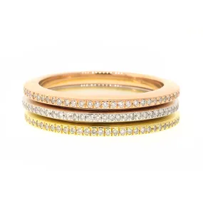 Diamond Stackable Rings in 18k Yellow, White & Rose Gold