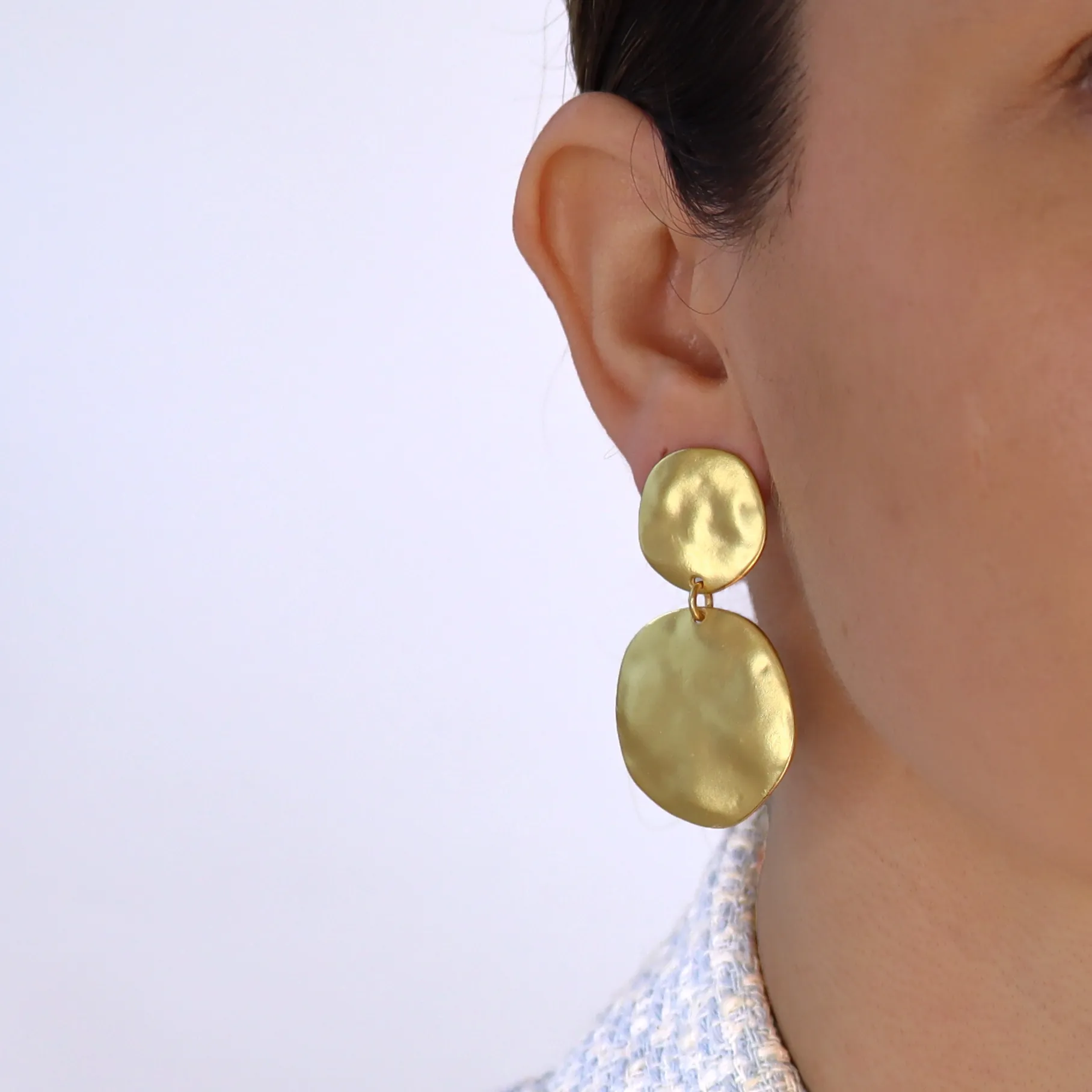 Double disc drop earrings