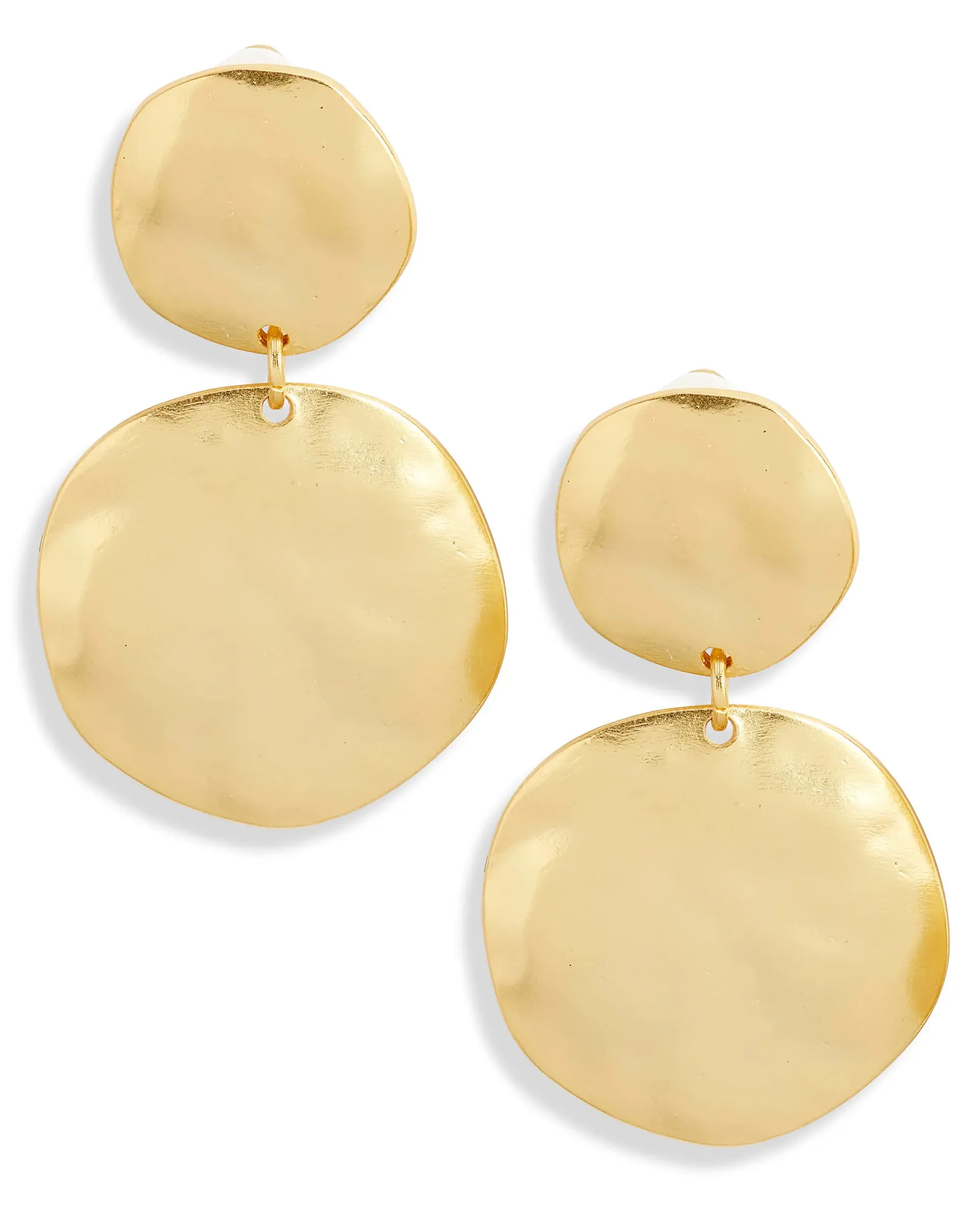 Double disc drop earrings