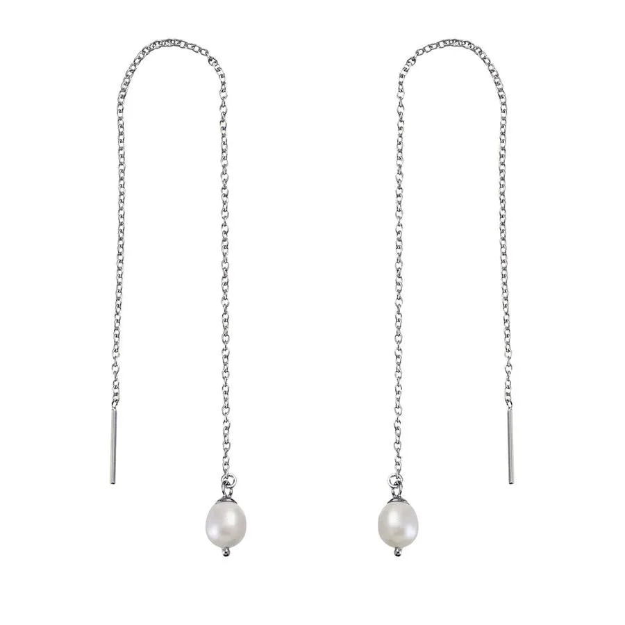 Drop Pearl Threader Earrings