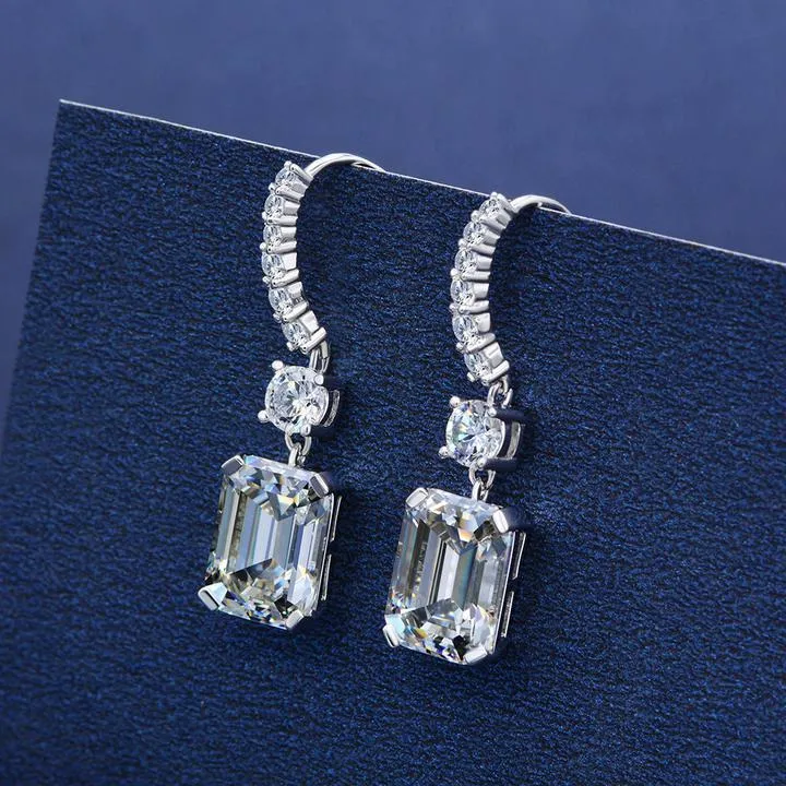 Emerald Cut Drop Earrings