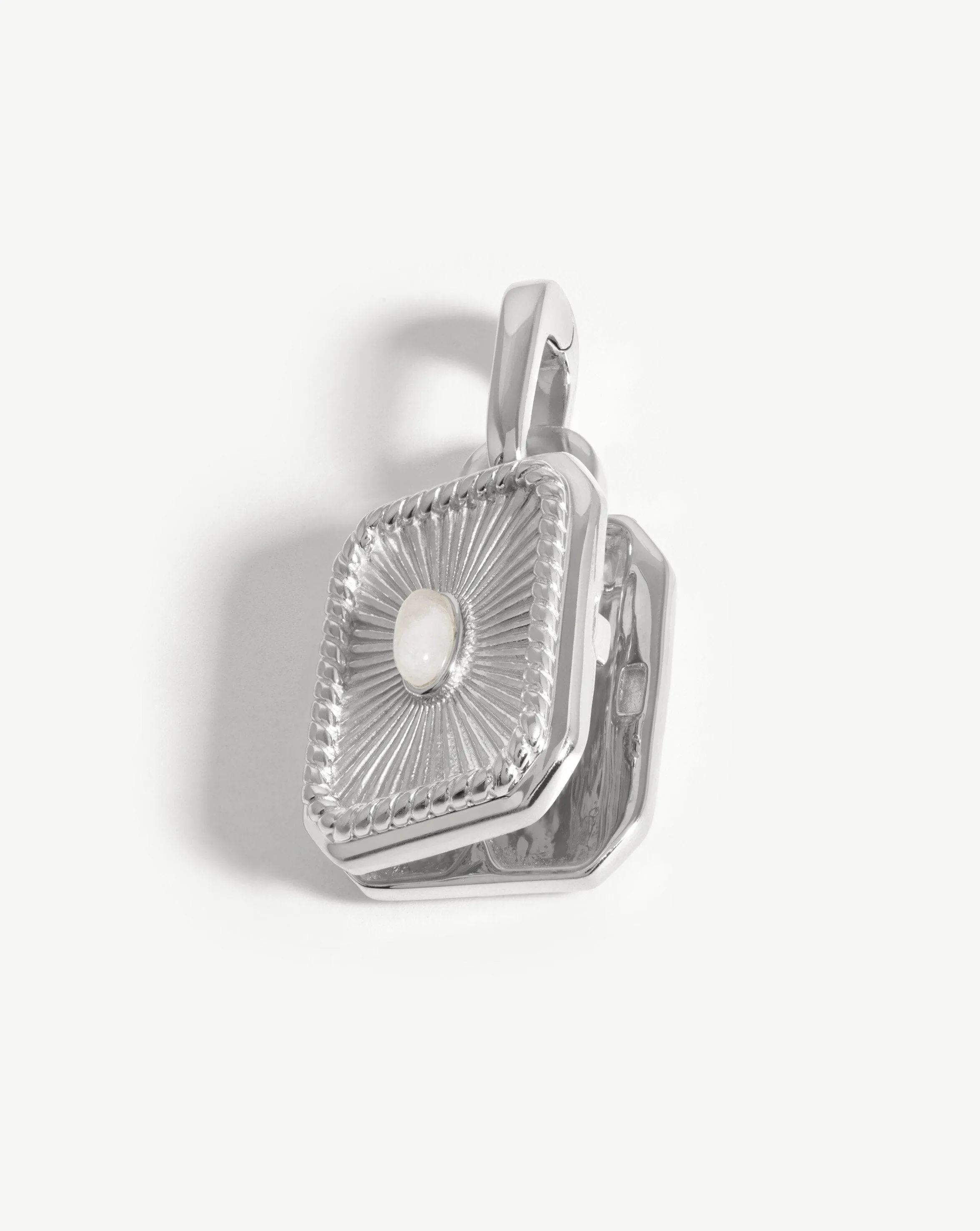 Engravable Square Locket Clip-On Pendant