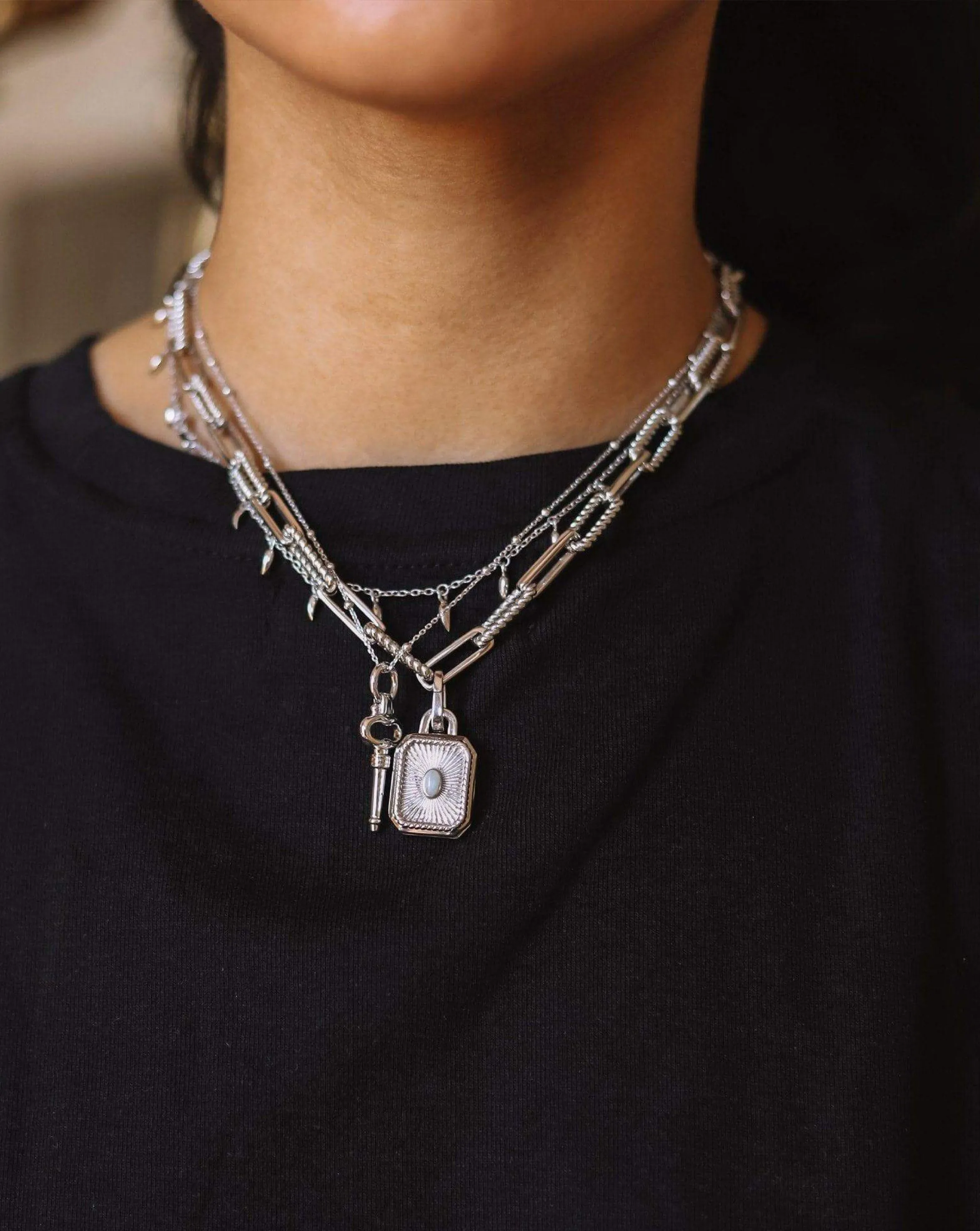 Engravable Square Locket Clip-On Pendant