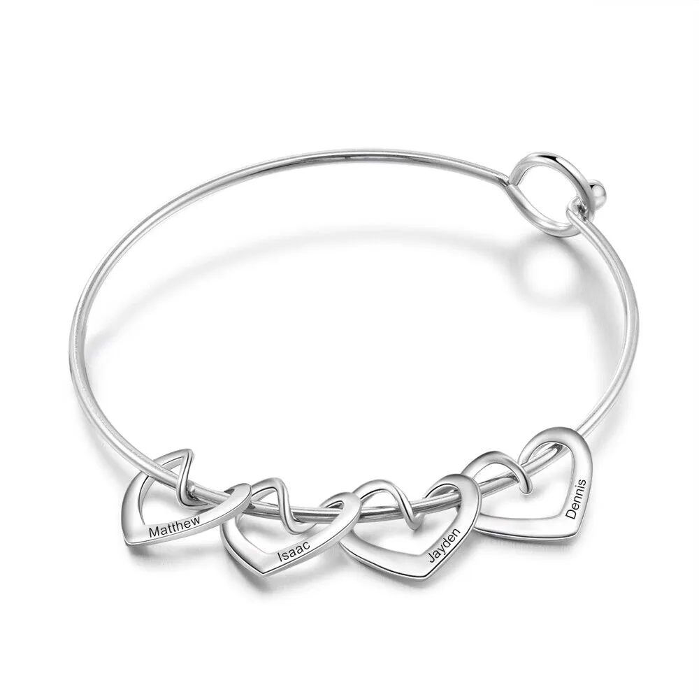 Engraving 4 Name Stainless Steel Bracelets For Women