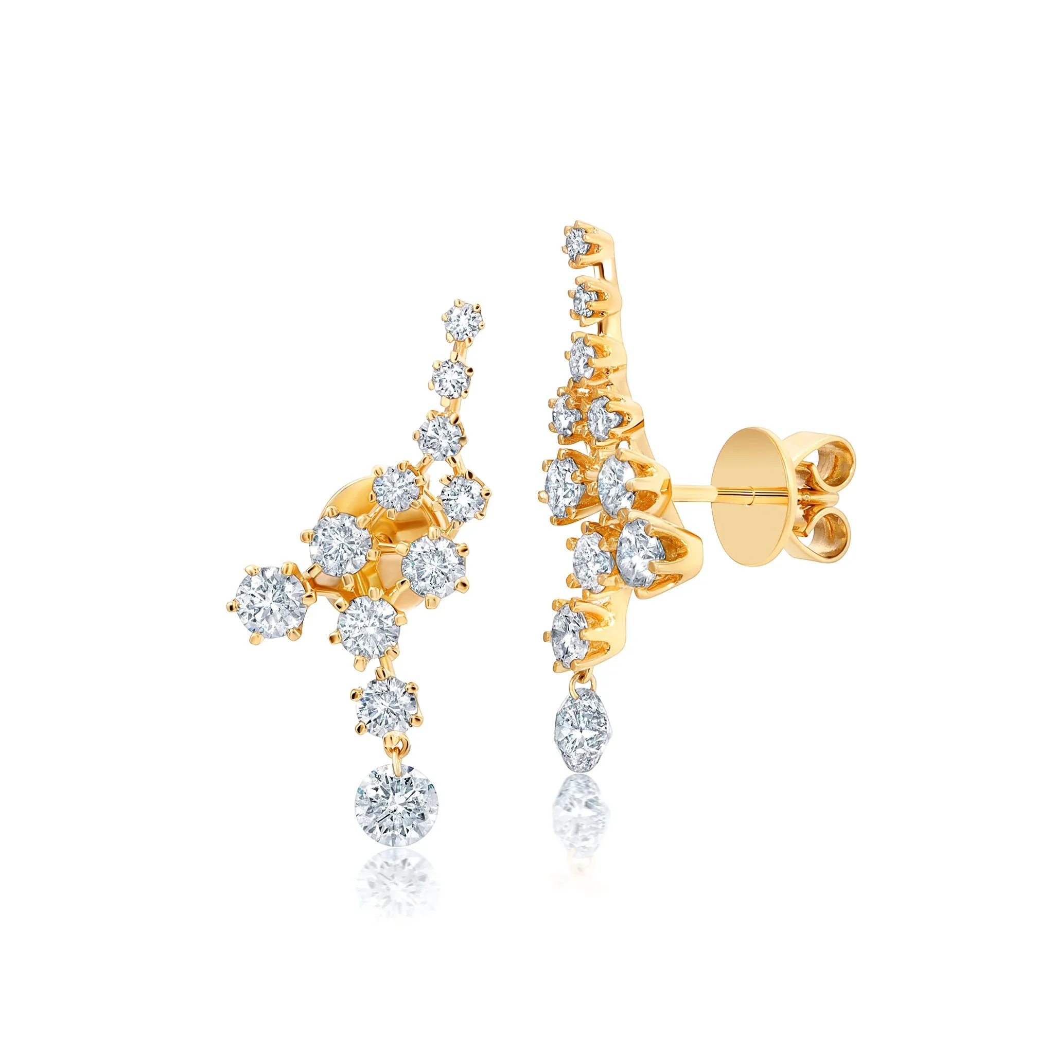 Floating Diamond Ear Climbers